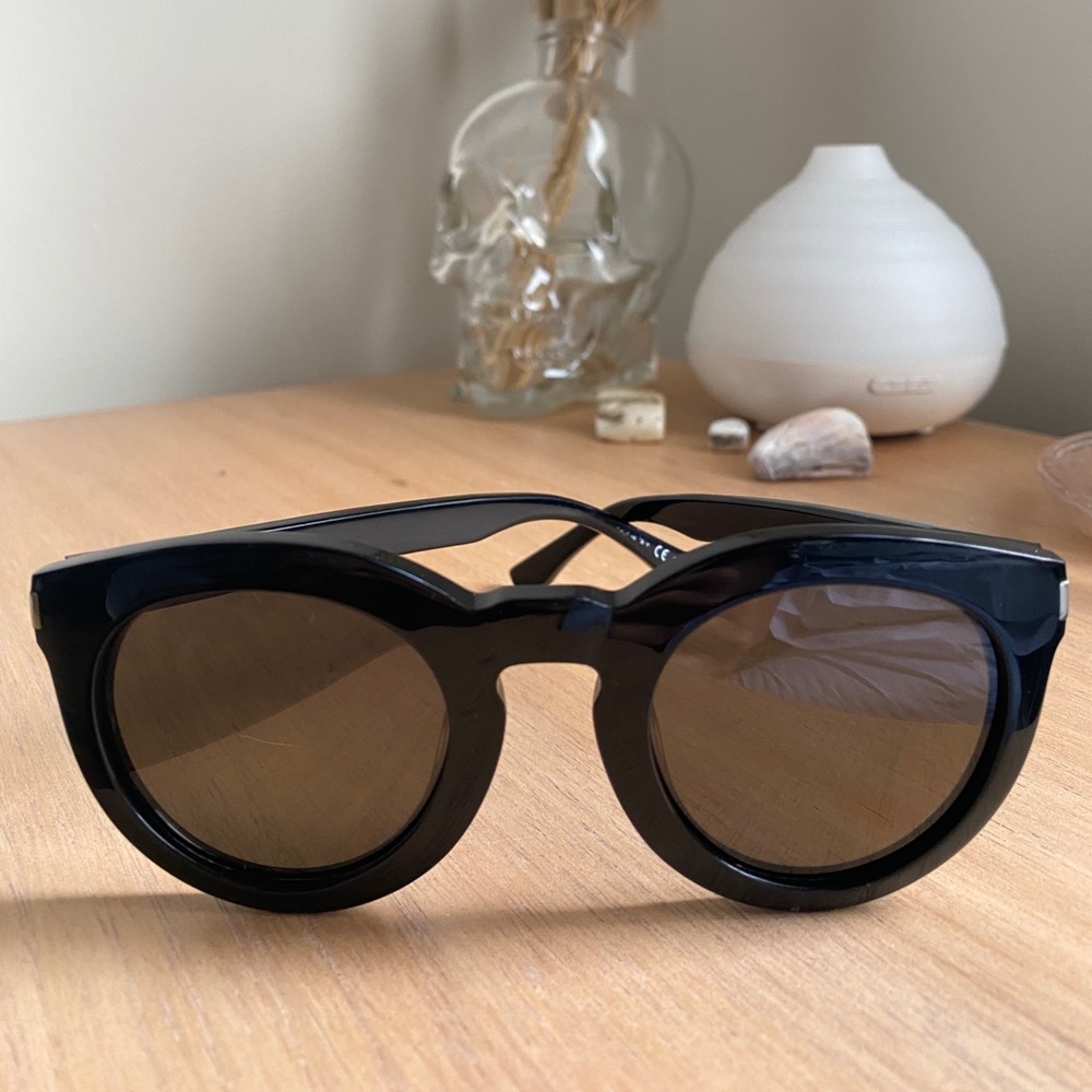 Saint Laurent Black Round Frame Sunglasses, SL102